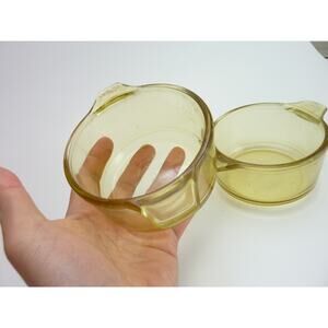 Pair of Gold Yellow Vintage Baking Dishes Ramekins Retro Kitchen Decor
